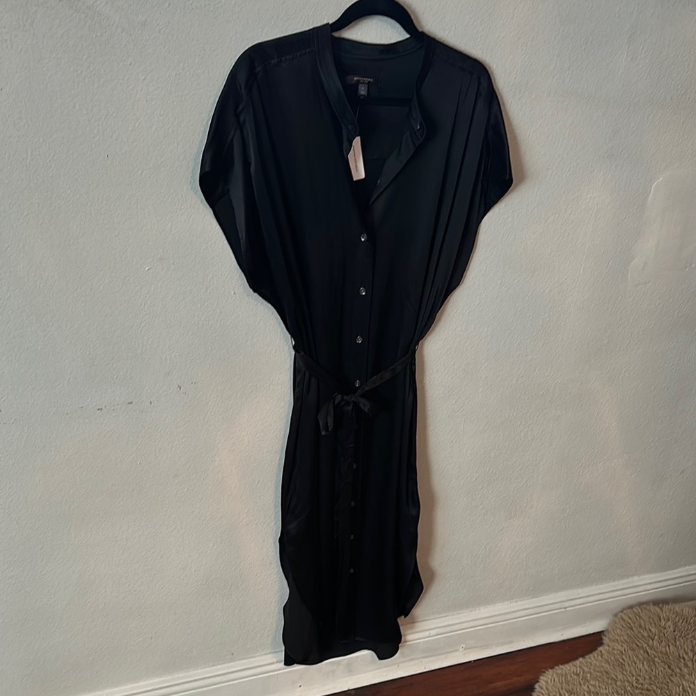 Banana Republic Black Silk Midi Dress